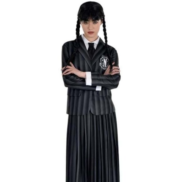 MGM Wednesday Addams Nevermore Uniform Costume Adult Small/and Wig is Incl. NWT - Picture 1 of 6